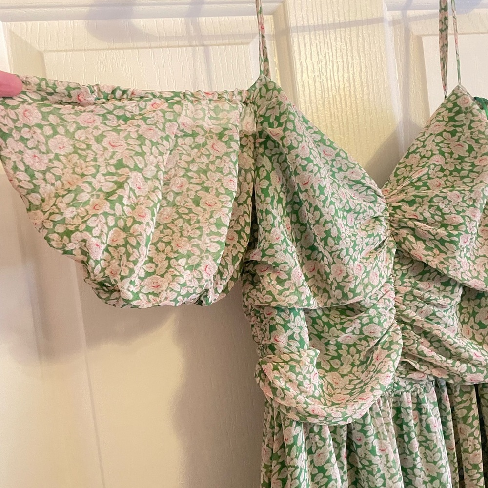 Bardot Green and Pink Patterned Dress